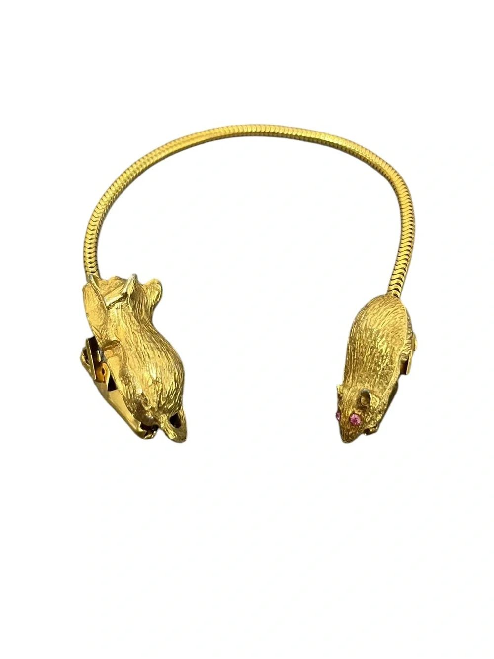 Vintage Gold Mouse + Cat Animal Sweater Collar Clip